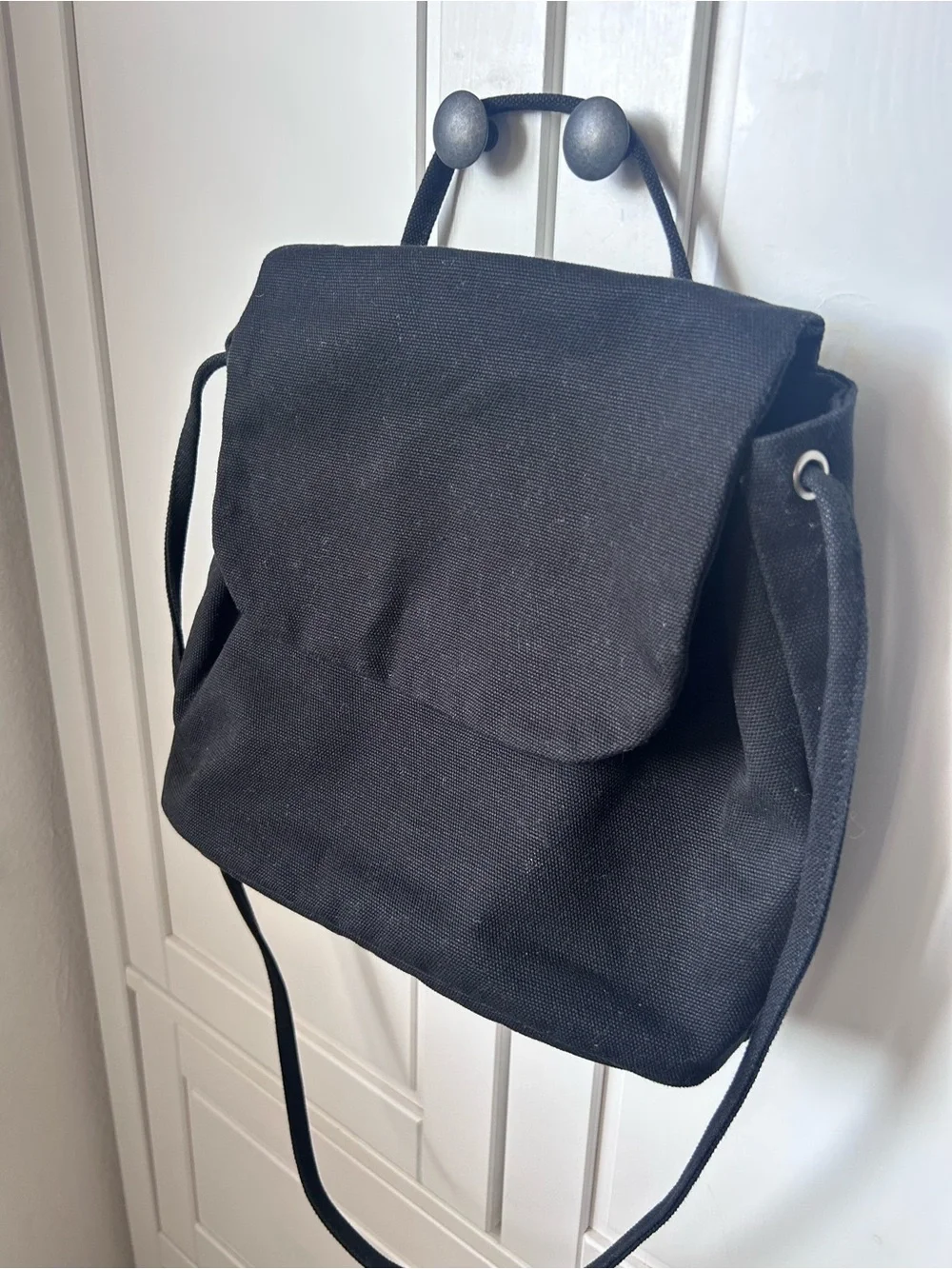 Classic Black Canvas Shoulder Strap Bag - Minimal Everyday Bag